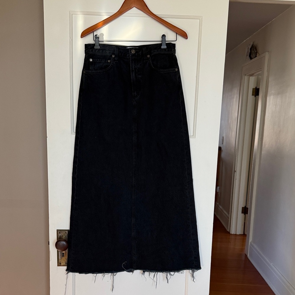 Agolde Black Denim Maxi Skirt size 26
